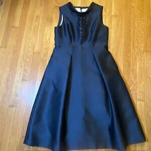Atelier Caito Herve Pierre Womens 14 Blue Embellished Formal Dress Silk Blend